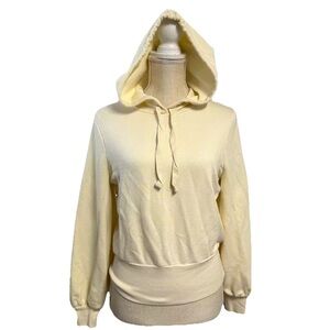Madewell Ivory Cream French Terry Long Sleeve Crop Hoodie Size XS